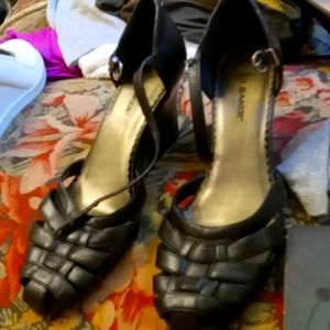 Liz baker black wedge with strap shoe